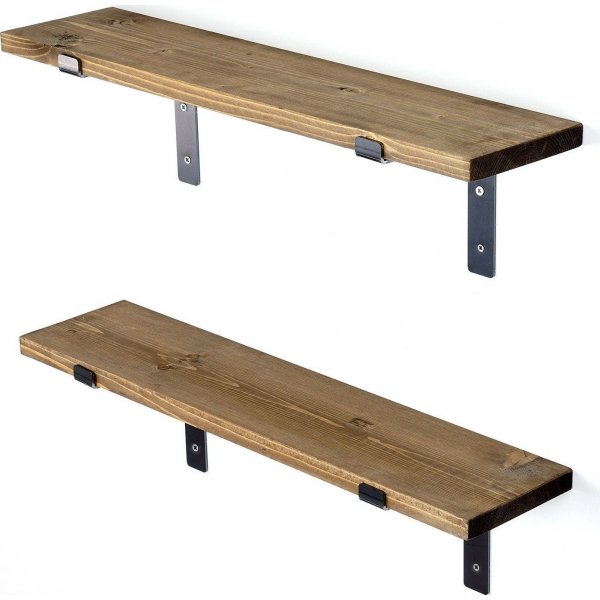 Lamba wandplank 4 - Zwart/walnoot