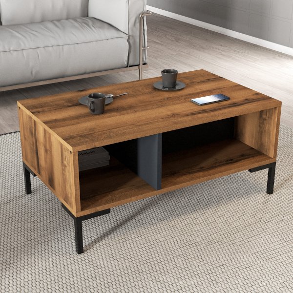 Table basse Aurora 90 x 41,6 cm - Noyer/anthracite Table basse Aurora 90 x 41,6 cm - Noyer/anthracite