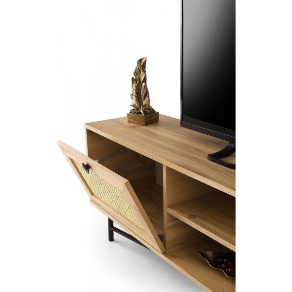 Banc multimdia Begonya 180 cm - Chne/noir