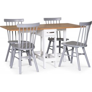 Fårö matgrupp; Fårö klaffbord med 4 st Orust grå pinnstolar Fårö matgrupp; Fårö klaffbord med 4 st Orust grå pinnstolar