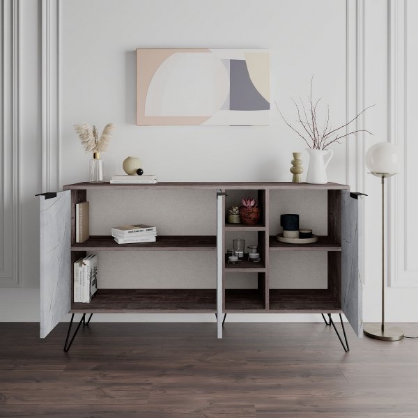 Buffet Clara - Marbre marron foncé/blanc Buffet Clara - Marbre marron foncé/blanc