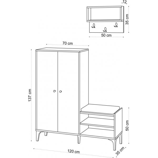Schoenenkast Jess - Eiken