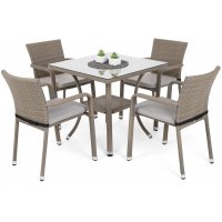 Matgrupp Sumba bord + 4 stolar & sittdynor - Beige melerad Matgrupp Sumba bord + 4 stolar & sittdynor - Beige melerad