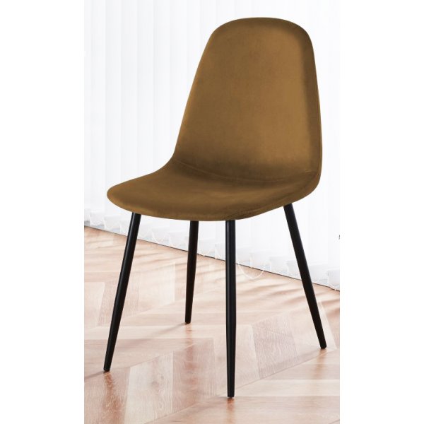 Stol i brun sammet svarta ben + Textilrengöring för möbler Stol i brun sammet svarta ben + Textilrengöring för möbler