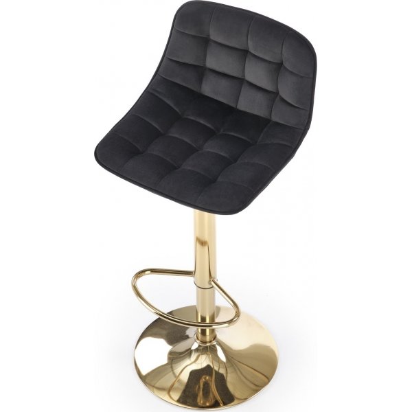 Barstol svart sammet med guldfot - Sitthöjd 62-84 cm Barstol svart sammet med guldfot - Sitthöjd 62-84 cm
