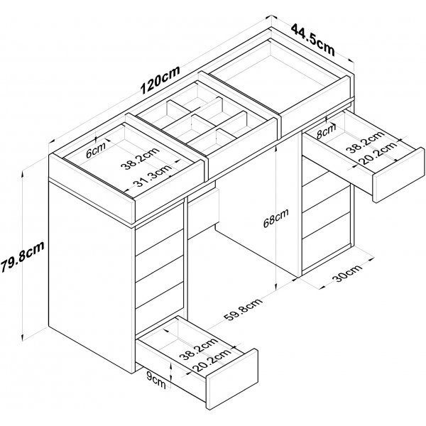 Bijou kaptafel 5 - 120 x 44,5 cm - Wit Bijou kaptafel 5 - 120 x 44,5 cm - Wit