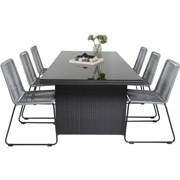 Padova utematgrupp med 6 st Lindos stolar - Svart/Grå Padova utematgrupp med 6 st Lindos stolar - Svart/Grå