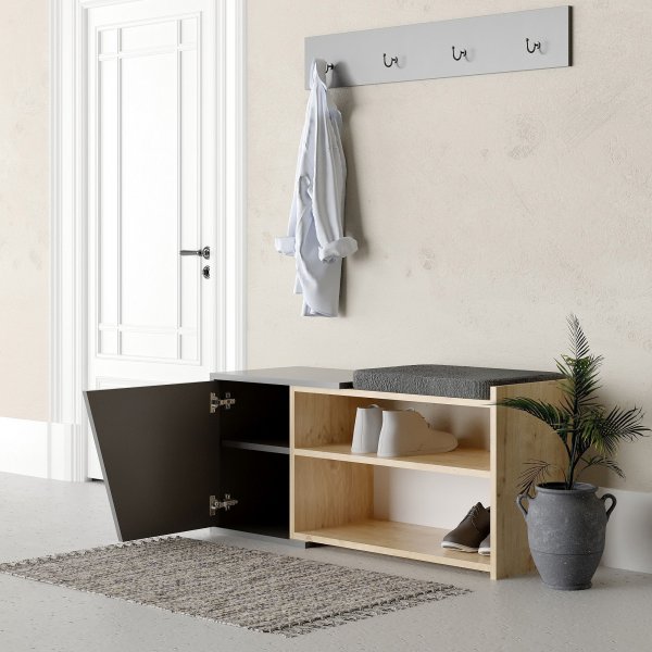 Fiona schoenenkast - Eiken/antraciet Fiona schoenenkast - Eiken/antraciet