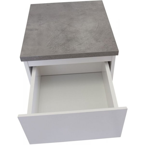 Trinidad sngbord - Vit/betongimitation