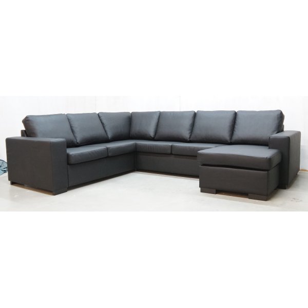 Solna XL U-soffa i bonded leather - Hger + Textilskydd fr mbler