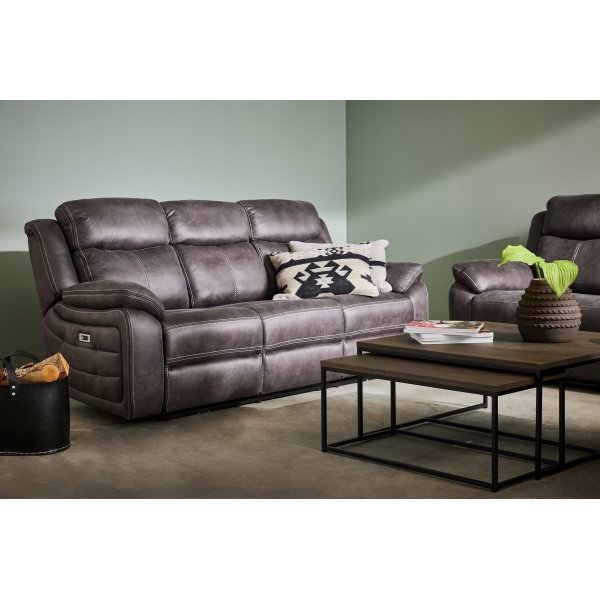 Canap inclinable Teddy 3 places lectrique - Marron