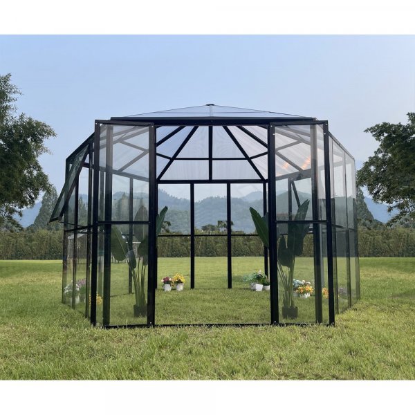 V�xthus Miranda med h�rdat glas - Svart 9,0 m� +