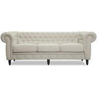 Ashford 3-sits chesterfield - Beige Linne Ashford 3-sits chesterfield - Beige Linne