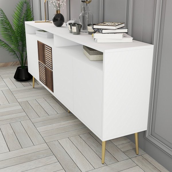 Milan skänk 180 cm - Vit/guld Milan skänk 180 cm - Vit/guld