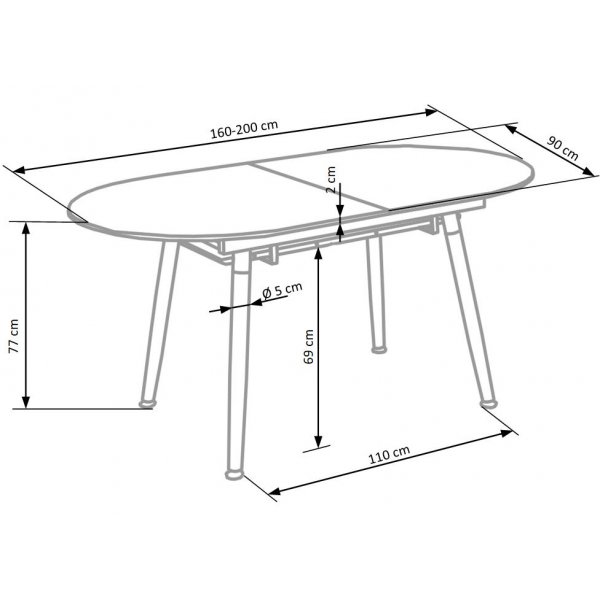 Table  manger extensible Preston 160-200 cm - Blanc/Chne