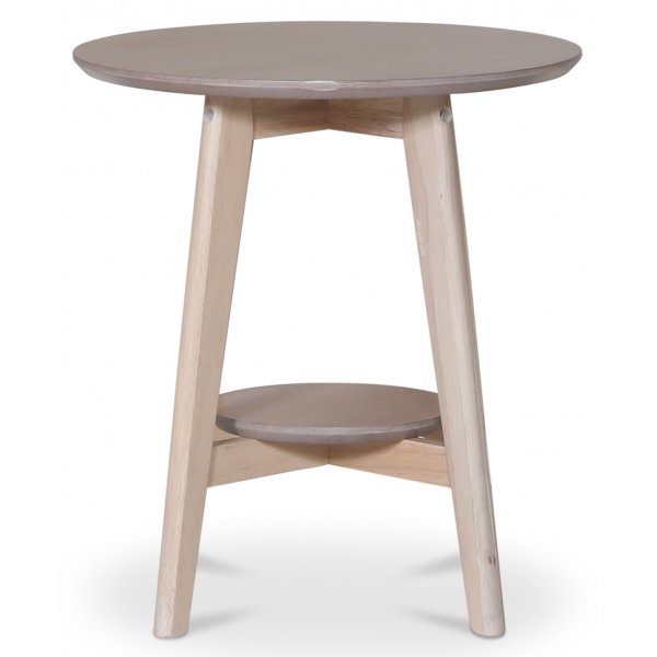 Bridge runt sidobord med hylla Ø50 cm - Whitewash + Möbeltassar Bridge runt sidobord med hylla Ø50 cm - Whitewash + Möbeltassar