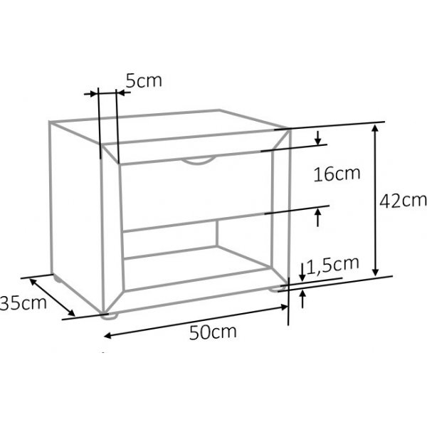 Eton 1 sngbord - Gr sammet