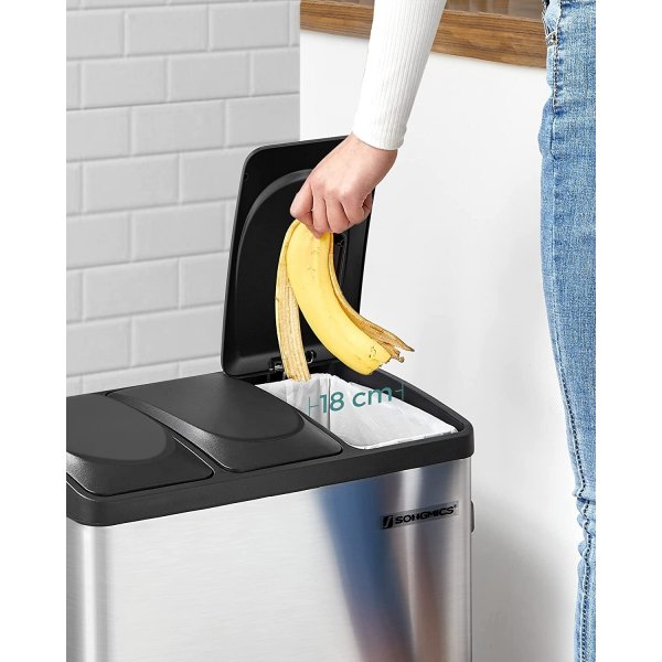 Poubelle Luan 54 l - Argent/noir