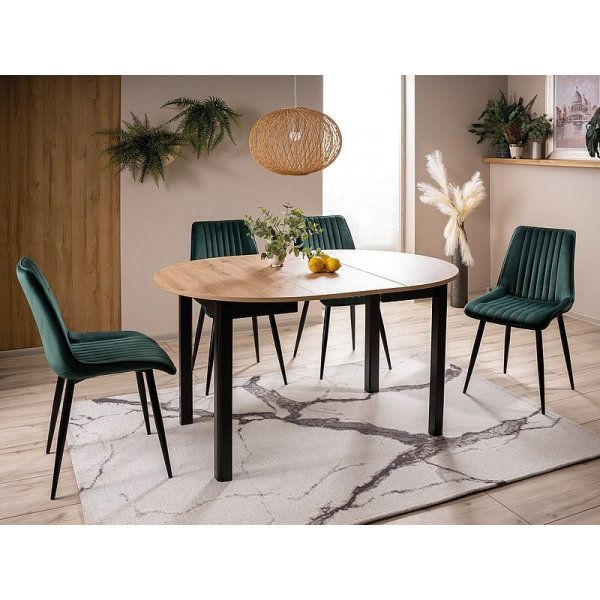 Table  manger Dante 102-142 x 102 cm - Chne artisanal/noir