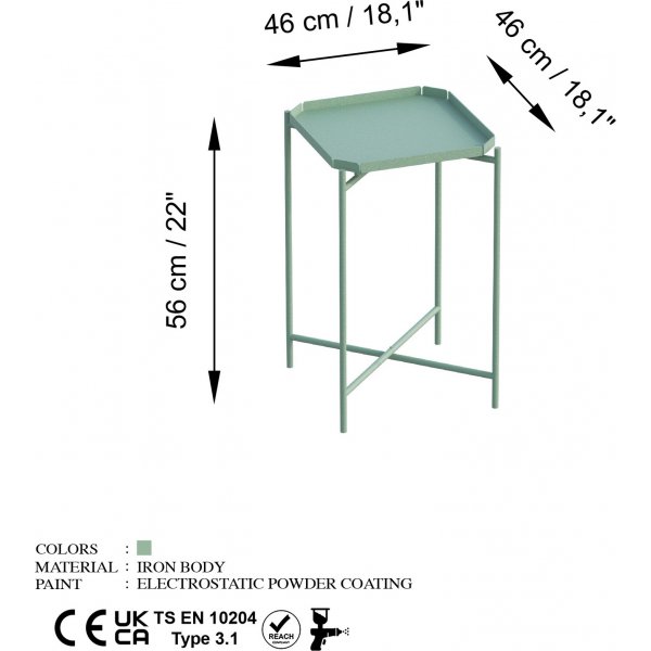 Table basse Vela 46 x 46 cm - Vert Table basse Vela 46 x 46 cm - Vert