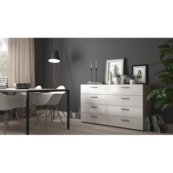 Pepe ladekast met 8 lades - Eiken/wit Pepe ladekast met 8 lades - Eiken/wit