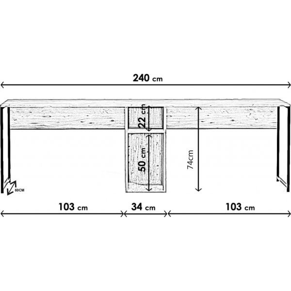Limbo bureau 240x60 cm - Eiken Limbo bureau 240x60 cm - Eiken