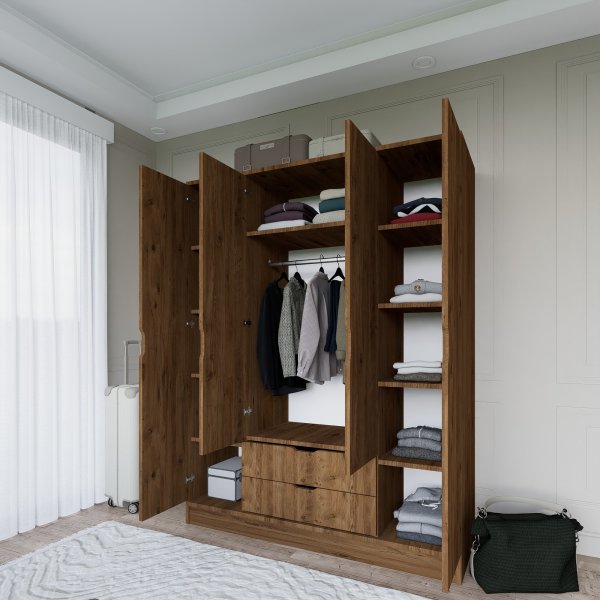 Armoire Yaman 140 x 45 x 182 cm - Noyer Armoire Yaman 140 x 45 x 182 cm - Noyer