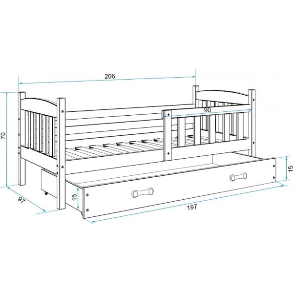 Kubus juniorsäng med förvaringslåda - Valfri färg & storlek Kubus juniorsäng med förvaringslåda - Valfri färg & storlek