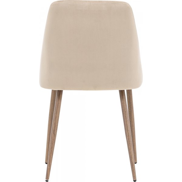 Matstol beige sammet med ekben Matstol beige sammet med ekben