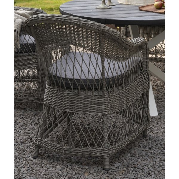 Utegrupp Marbella: Scottsdale runt grå/vit matbord Ø112 cm inklusive 4 st Marbella karmstolar i grå konstrotting Utegrupp Marbella: Scottsdale runt grå/vit matbord Ø112 cm inklusive 4 st Marbella karmstolar i grå konstrotting