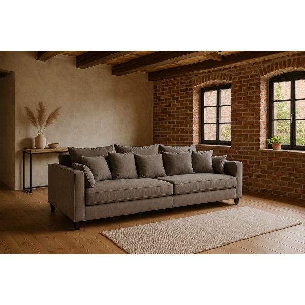 Soffa Brandy lounge 210 cm - Beige läderimitation Soffa Brandy lounge 210 cm - Beige läderimitation