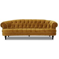 Chesterfield Oxford 3-sits svängd soffa - Gul sammet Chesterfield Oxford 3-sits svängd soffa - Gul sammet