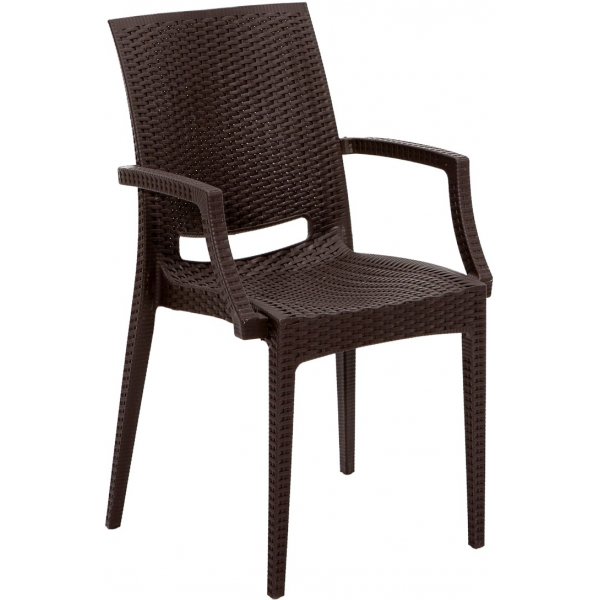 Groupe de salle à manger d\\\'extérieur Meco avec chaises à structure - Marron Groupe de salle à manger d\\\'extérieur Meco avec chaises à structure - Marron