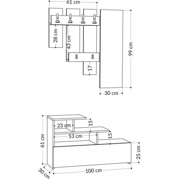 Vesty hallmöbel - Ljus mocka/turkos Vesty hallmöbel - Ljus mocka/turkos