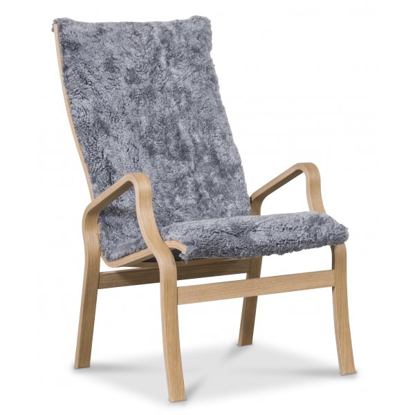 Svea ftlj med fotpall - Grtt frskinn / oljad ek