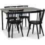Groupe repas Wayne 120x80 cm incl. 4 pcs Chaises cantilever noires Castor - Marbre gris clair (Foiling) + 3.00 x Pieds de meubles
