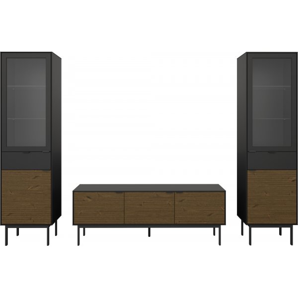 Soma vitrinekast met glazen deur - Zwart/espresso