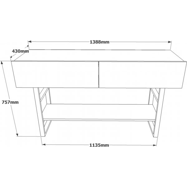 Table d\\\'entre en mtal 139 x 43 cm - Pin/noir
