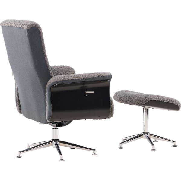 Relaxfauteuil met voetenbank - Grijs - Hagn + Vlekverwijderaar voor meubels