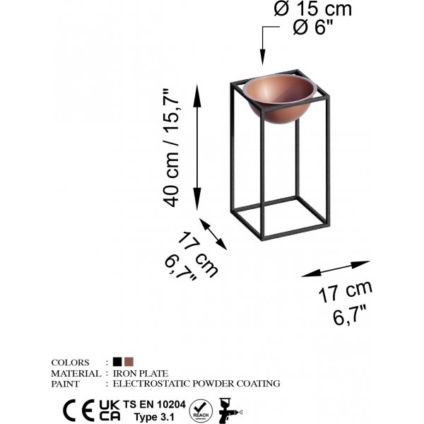 Pot Plato 22 - Noir/cuivre