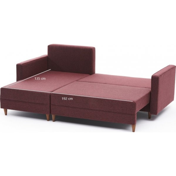 Aydam slaapbank links - Burgundy
