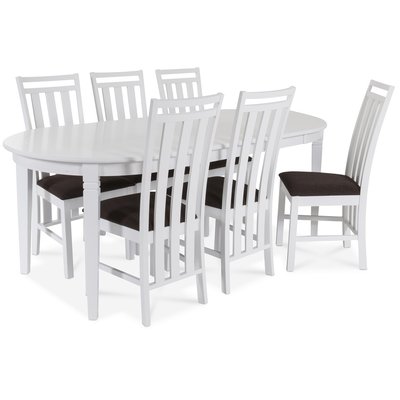 Sandhamn Matgrupp ovalt bord med 6 st Skagen stolar i Brunt tyg