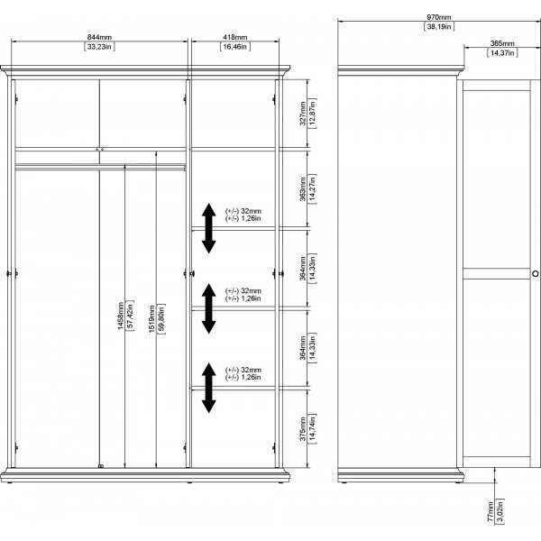 Armoire Paris  3 portes - Blanc