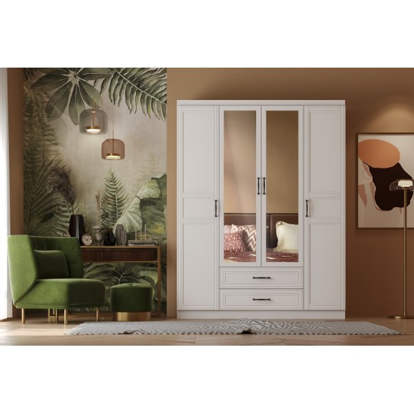 Armoire Henné 140 x 50 x 182 cm - Blanc Armoire Henné 140 x 50 x 182 cm - Blanc