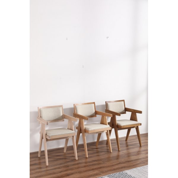 Fauteuil in wit geolied eikenhout - Sara + Textielreiniging voor meubels Fauteuil in wit geolied eikenhout - Sara + Textielreiniging voor meubels