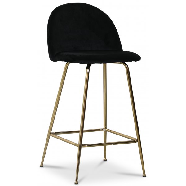 Art Velvet barstol - Svart sammet / Mssing