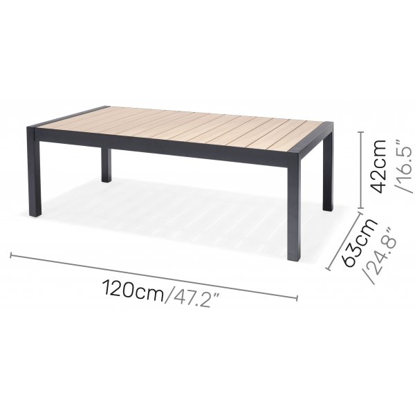 Panama Soffgrupp med bord (3+1+1+bord) - Svart / Trä look Panama Soffgrupp med bord (3+1+1+bord) - Svart / Trä look