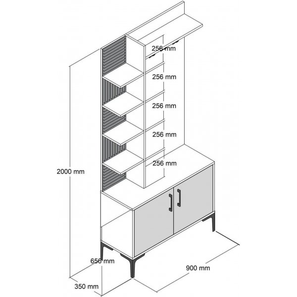 Viyana hallmöbel 90 cm - Valnöt/antracit Viyana hallmöbel 90 cm - Valnöt/antracit