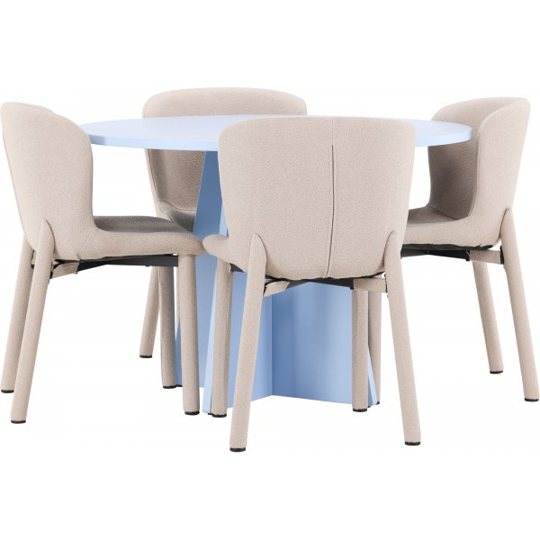 Matbord Bootcut med 4 st Astoria stolar - Beige/blå Matbord Bootcut med 4 st Astoria stolar - Beige/blå