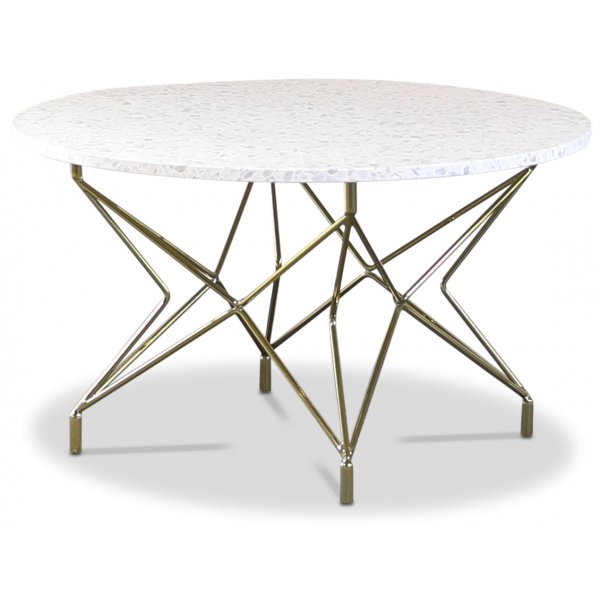 Terrazzo runt soffbord  80 cm - Bianco Terrazzo & underrede Star mssing